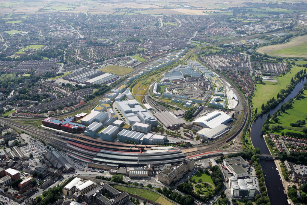 Aerial image of the York Central Development